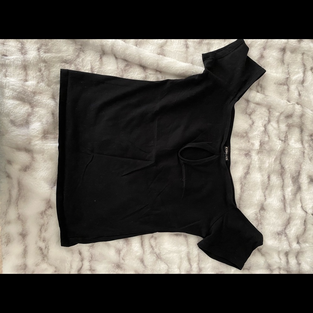 Express Black Crop Top with Keyhole